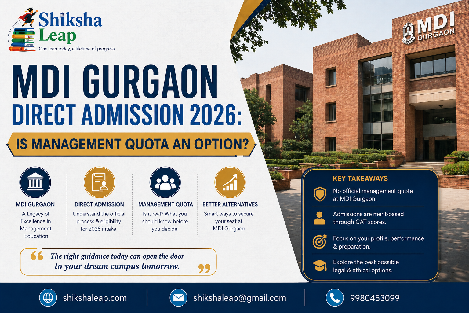 MDI Gurgaon Direct Admission 2026: Is Management Quota an Option?