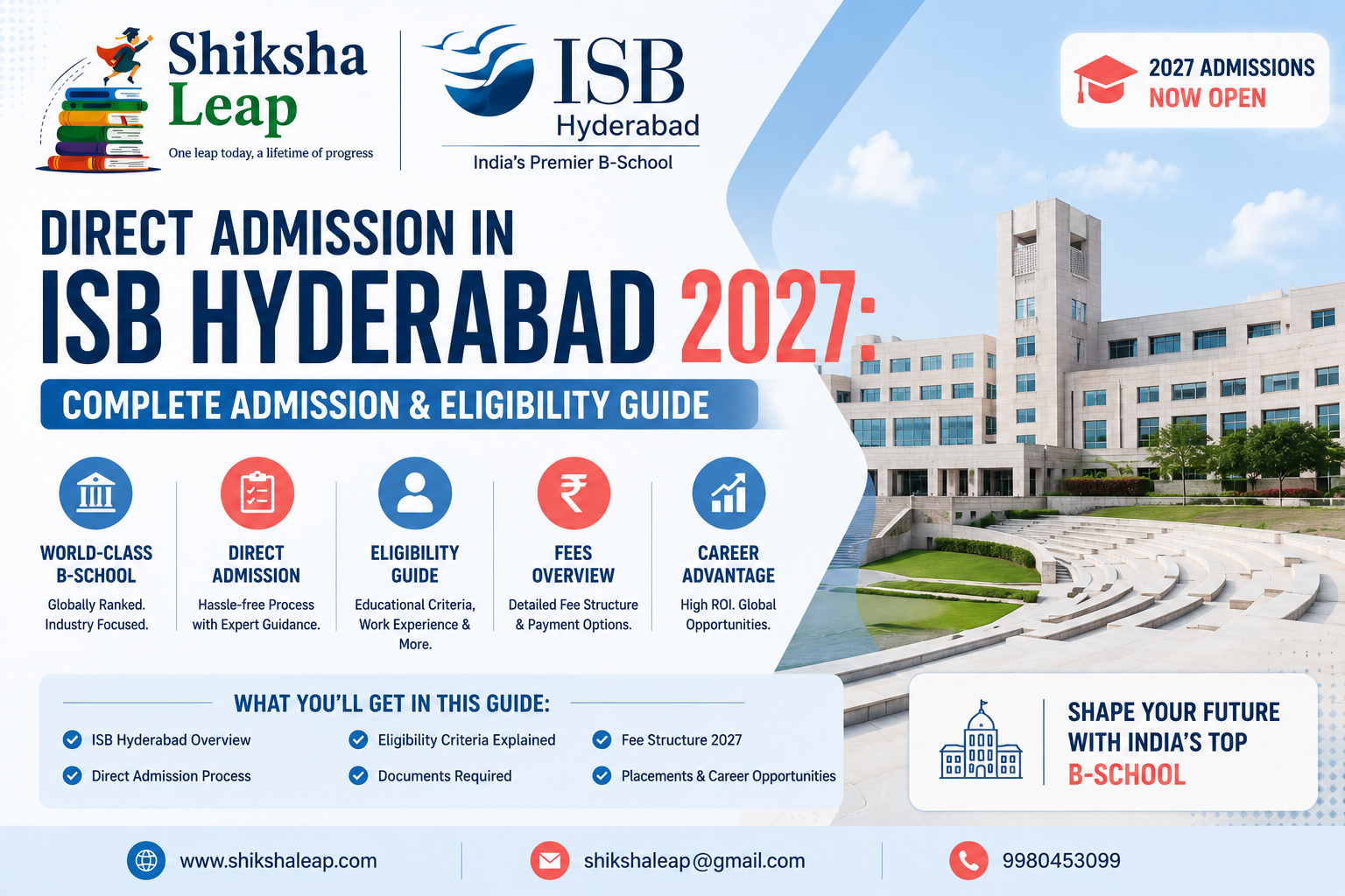 Direct Admission in ISB Hyderabad 2027: Complete Admission & Eligibility Guide