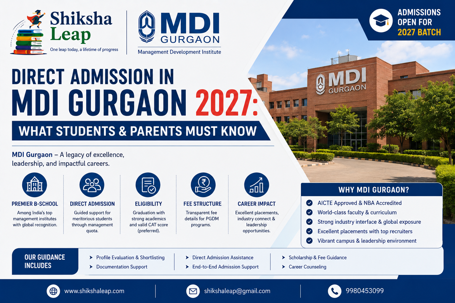 Direct Admission in MDI Gurgaon 2027: What Students & Parents Must Know
