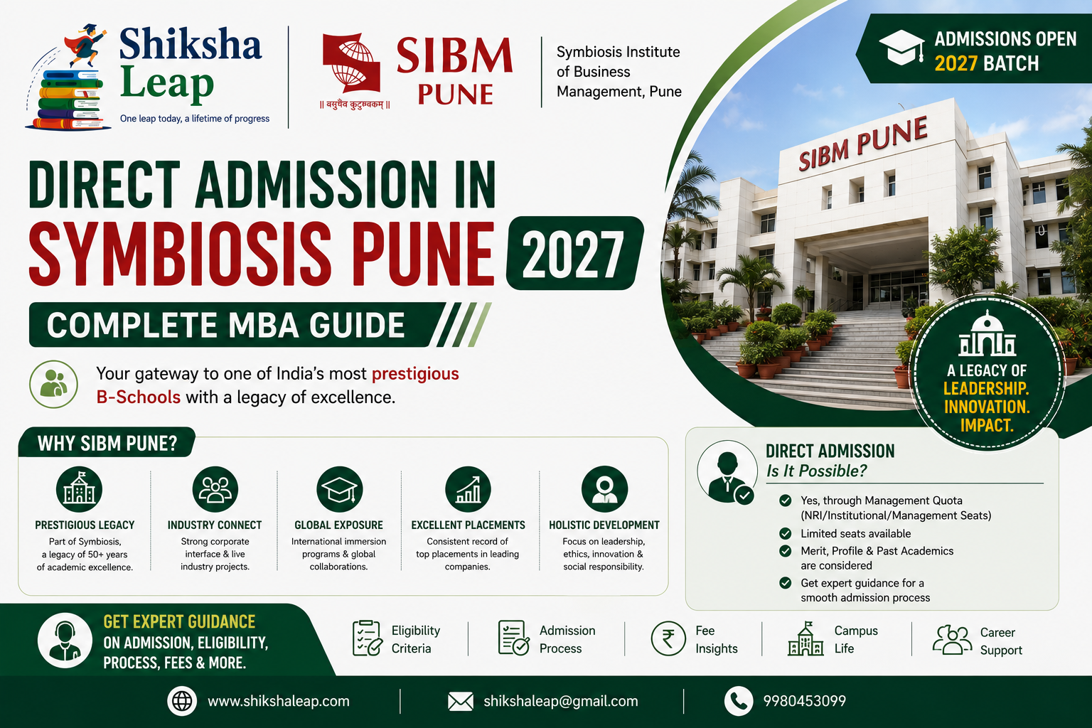 Direct Admission in Symbiosis Pune 2027: Management Quota Seats