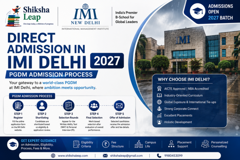 Direct Admission in IMI Delhi 2027: PGDM Admission Process