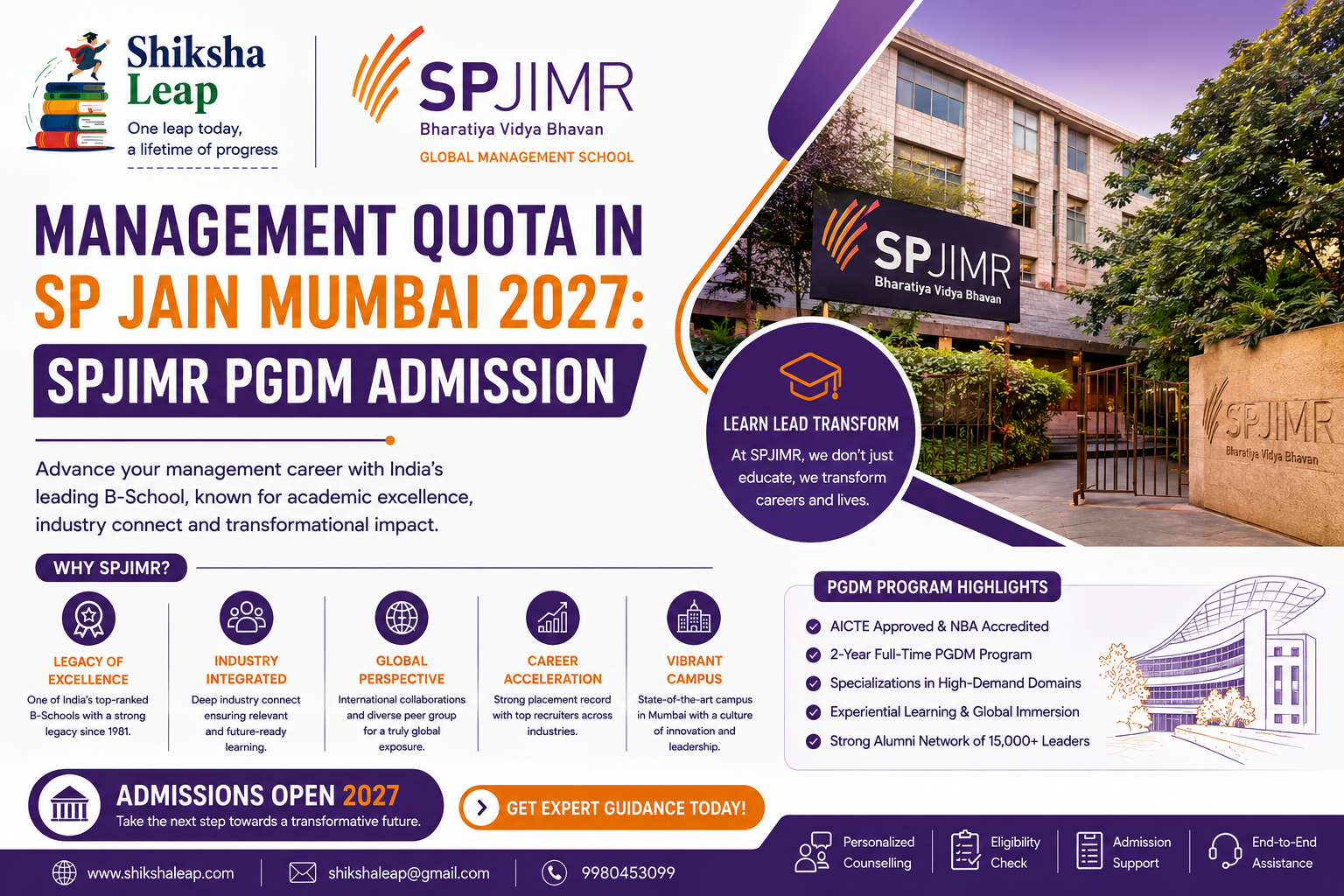 Management Quota in SP Jain Mumbai 2027: SPJIMR PGDM Admission