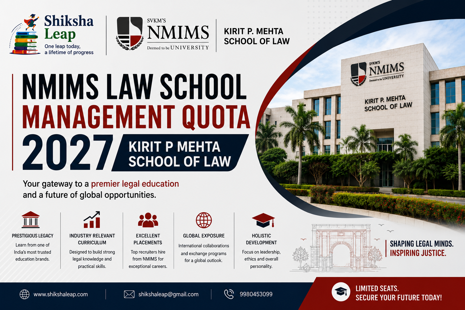 NMIMS Law School Management Quota 2027: Kirit P Mehta School of Law