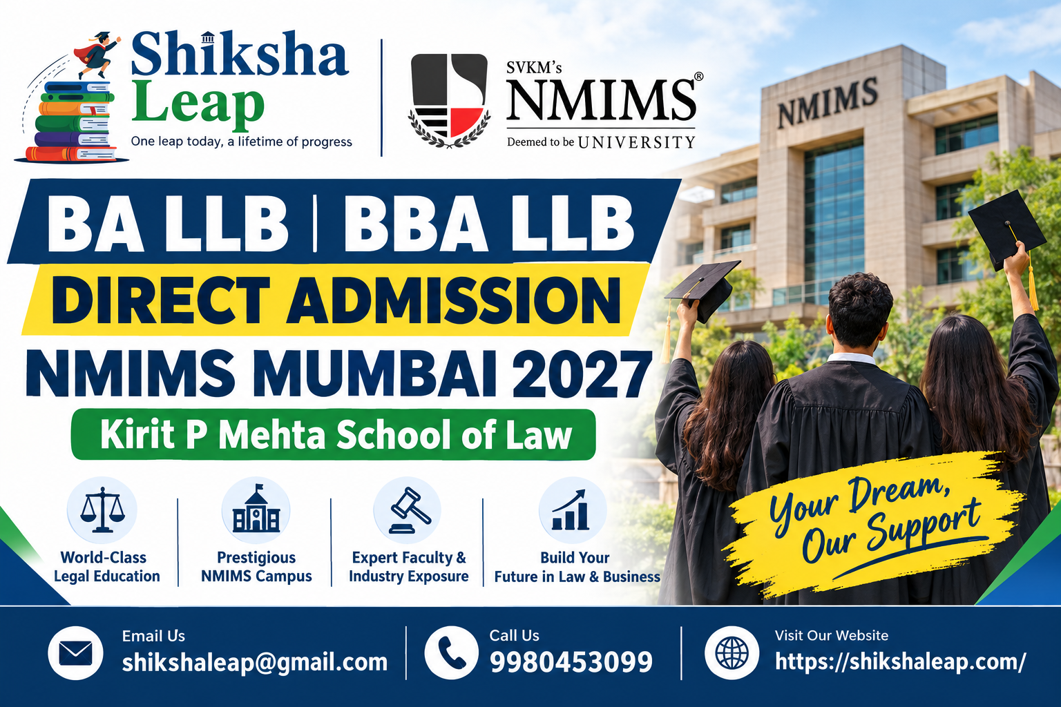 BA LLB BBA LLB Direct Admission NMIMS Mumbai 2027: Kirit P Mehta School of Law