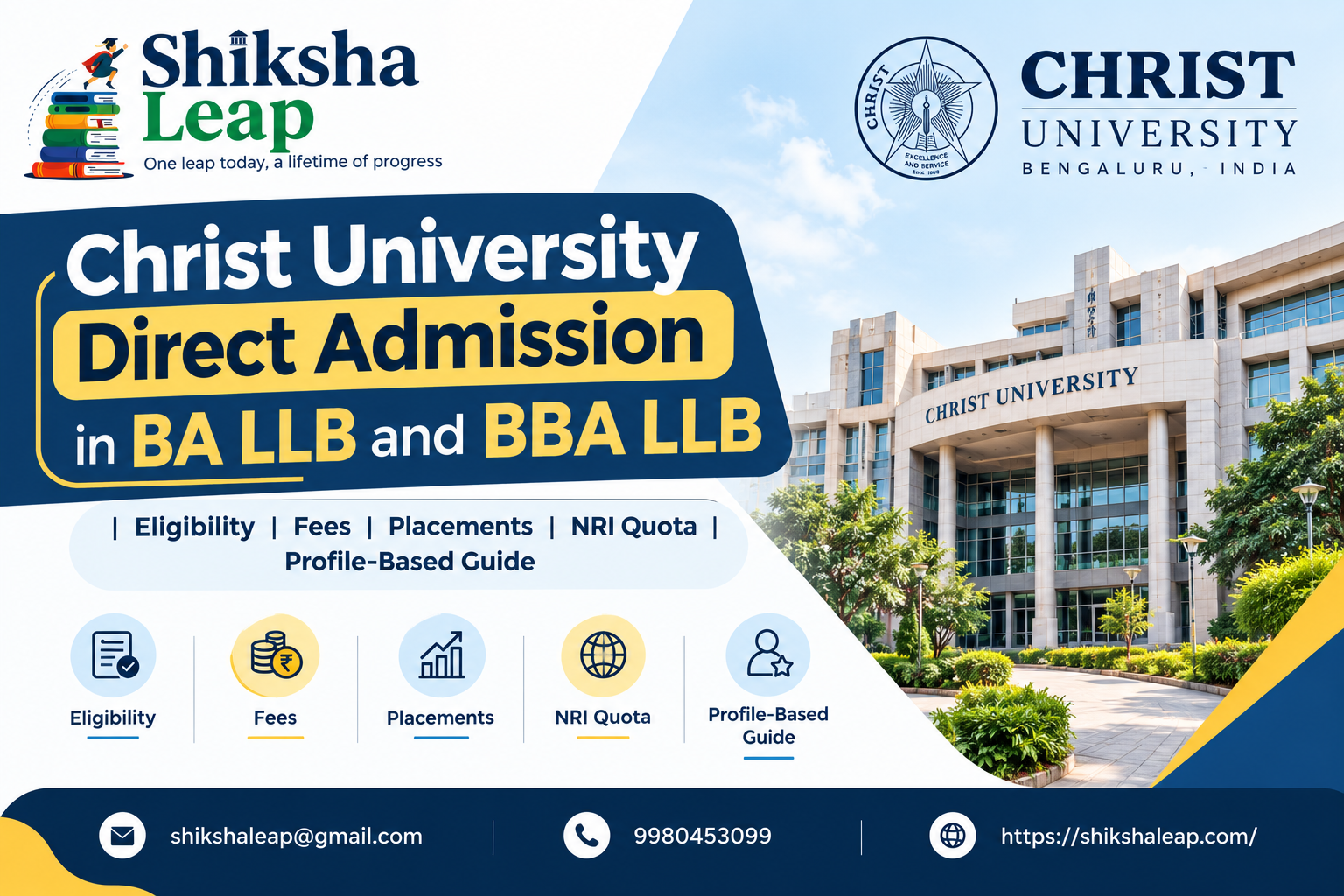 Christ University Direct Admission in BA LLB and BBA LLB 2027 | Eligibility | Fees | Placements | NRI Quota | Profile-Based Guide