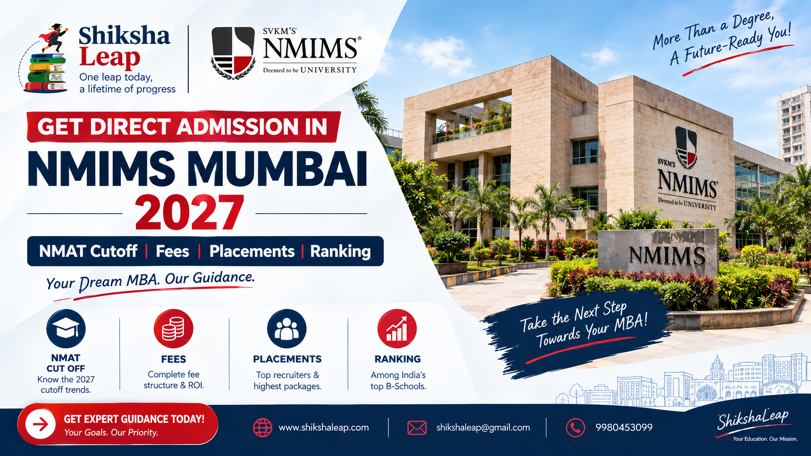 Get Direct Admission in NMIMS Mumbai 2027 – NMAT Cutoff | Fees | Placements | Ranking