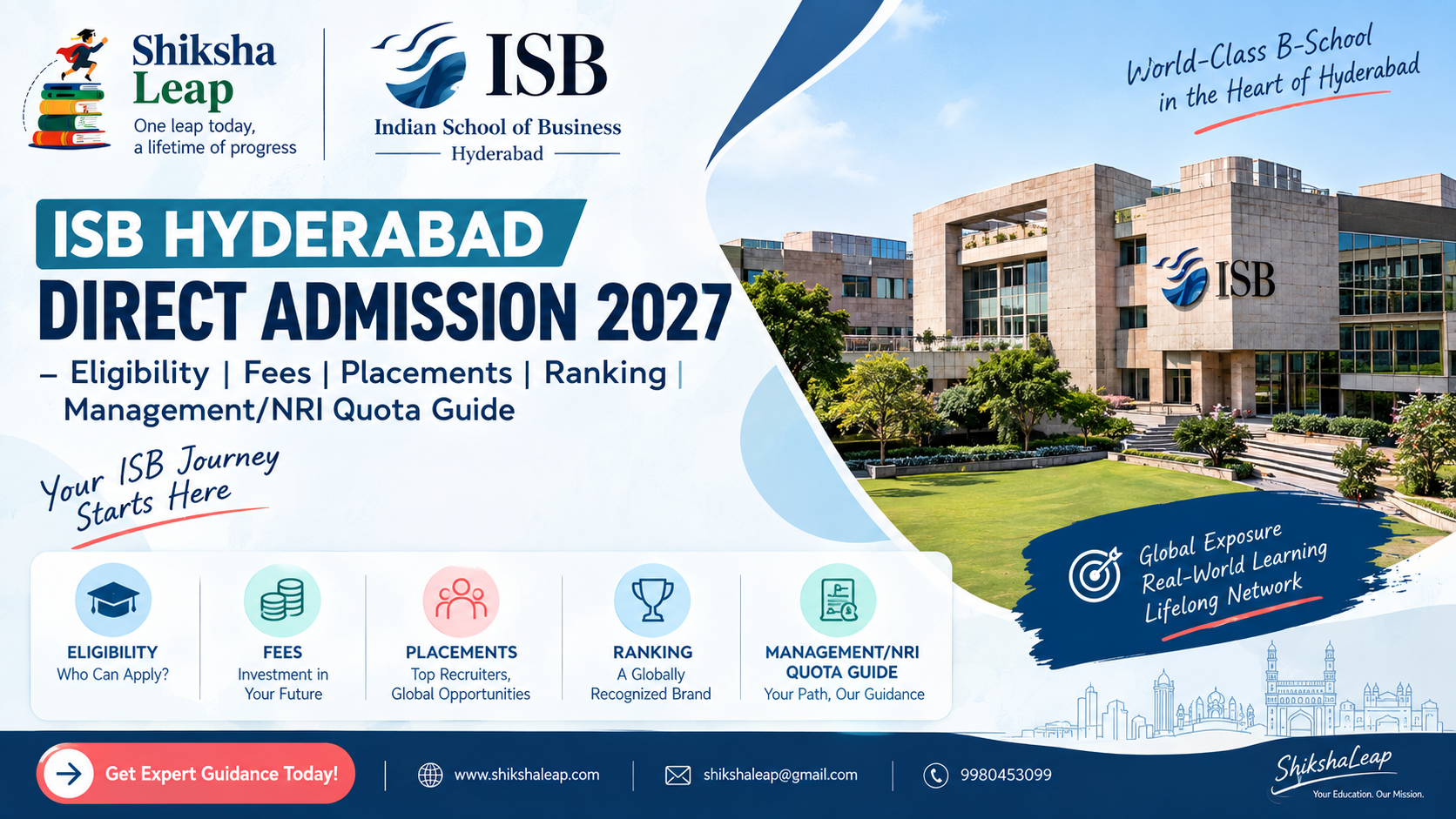 ISB Hyderabad Direct Admission 2027 – Eligibility | Fees | Placements | Ranking | Management/NRI Quota Guide
