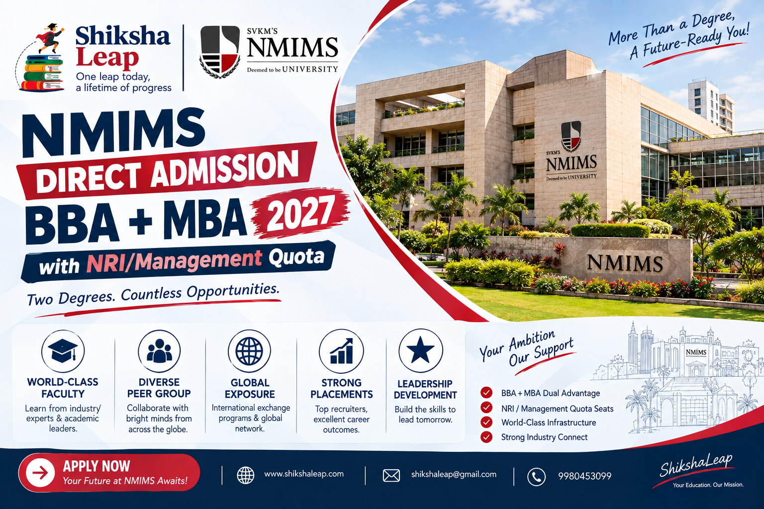 NMIMS Direct Admission BBA MBA 2027 with NRI or Management Quota