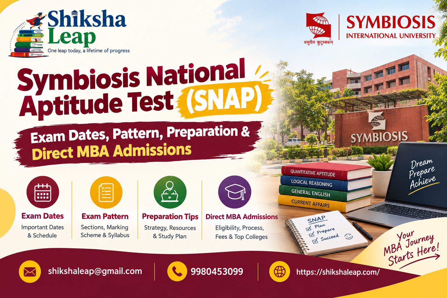 SNAP 2026: Symbiosis National Aptitude Test – Exam Dates, Pattern, Preparation & Direct MBA Admissions