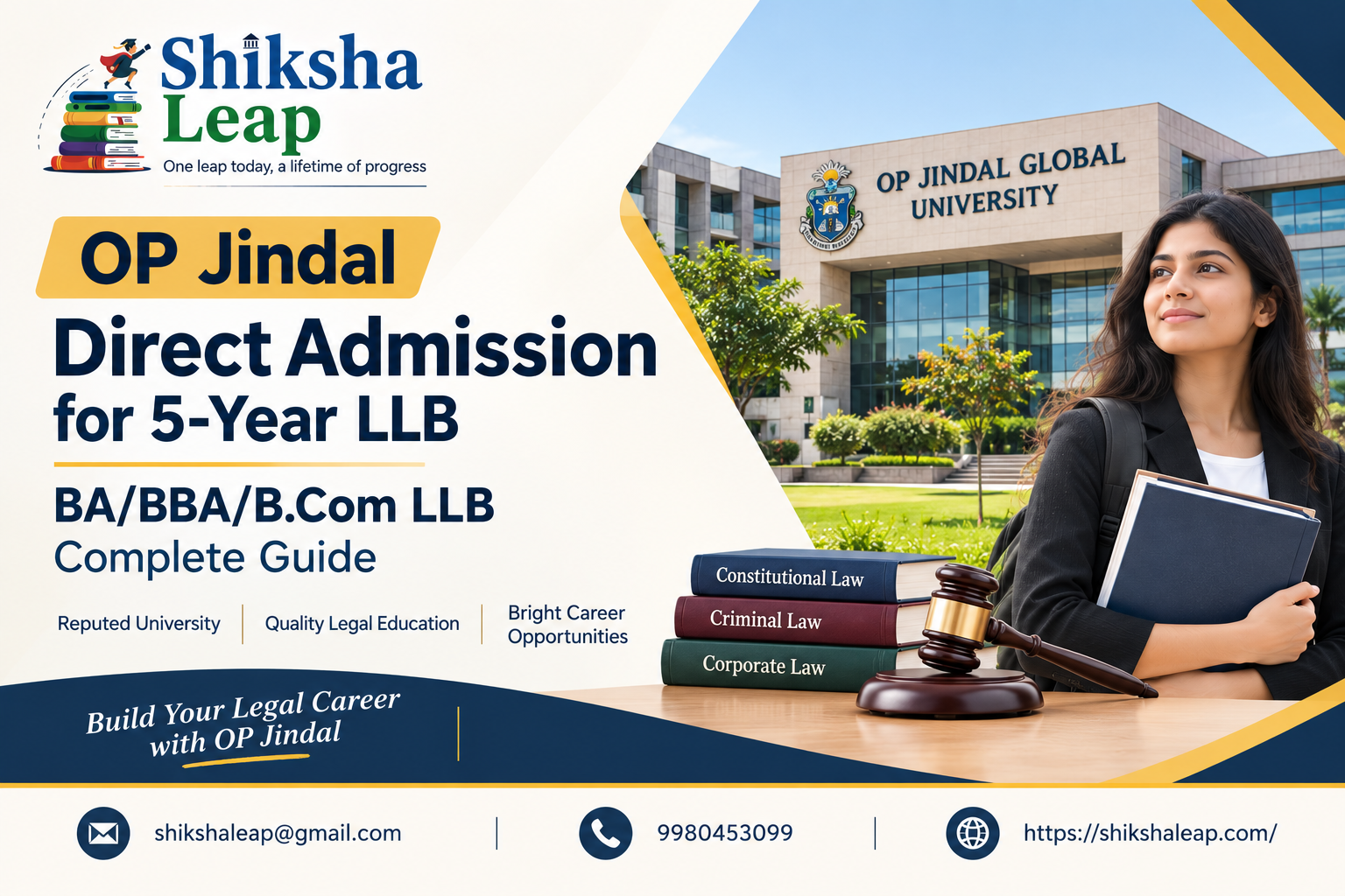 OP Jindal Direct Admission for 5-Year LLB 2027: BA/BBA/B.Com LLB Complete Guide